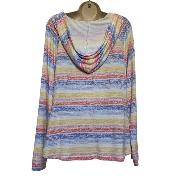 Kookaburra by UGG Light & Airy French Terry Lounge Hoodie Beach Stripes Sz L - Picture 3 of 15